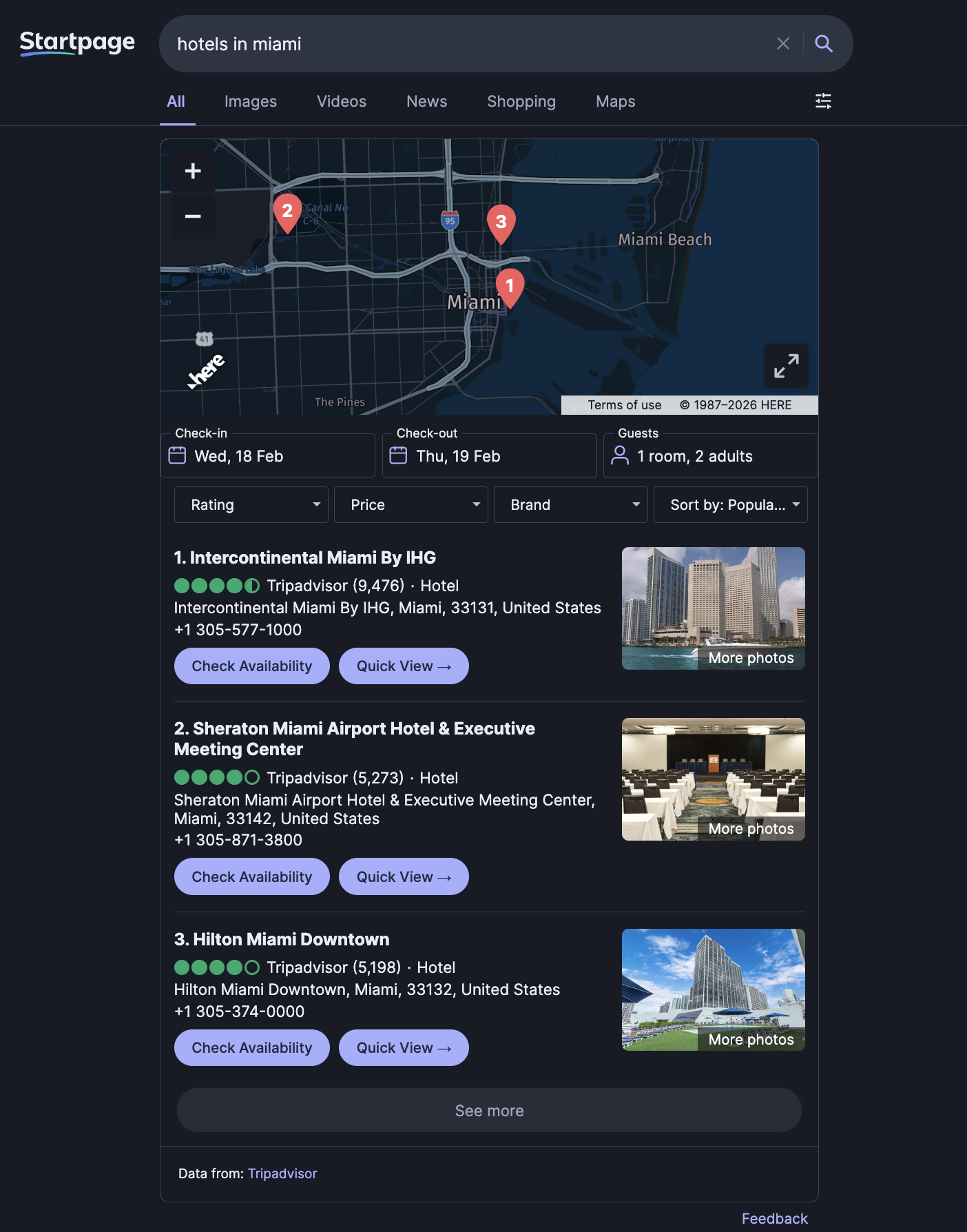 Startpage Hotels