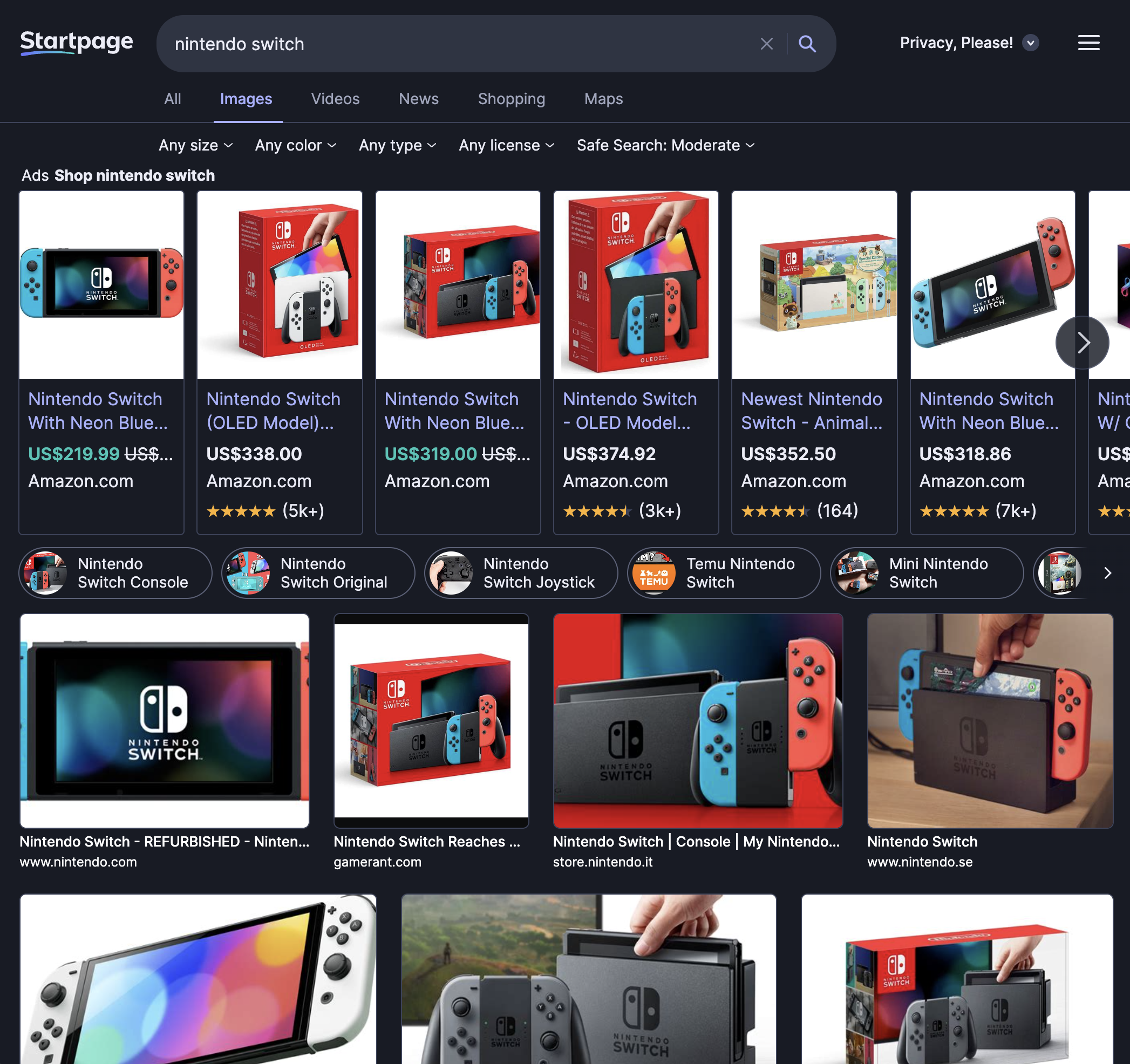 Startpage Product Ads